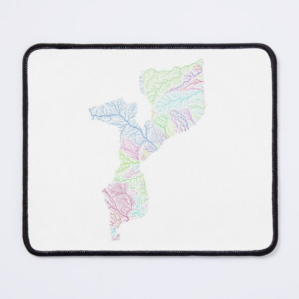 Item preview, Mozambique River Basin Map in Rainbow Colours with White Background designed and sold by GrasshopperGeo.