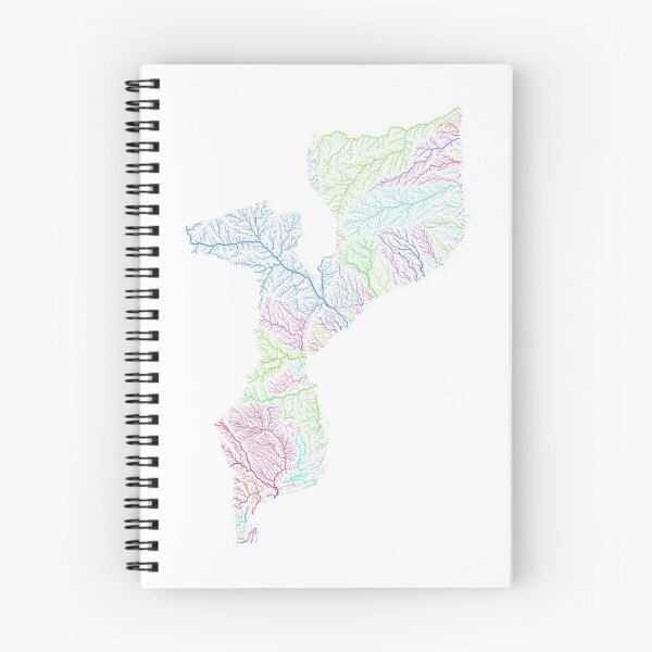 Item preview, Mozambique River Basin Map in Rainbow Colours with White Background designed and sold by GrasshopperGeo.
