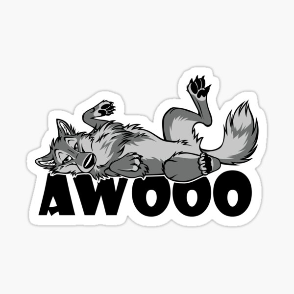 Lazy AWOO feral Wolf Sticker