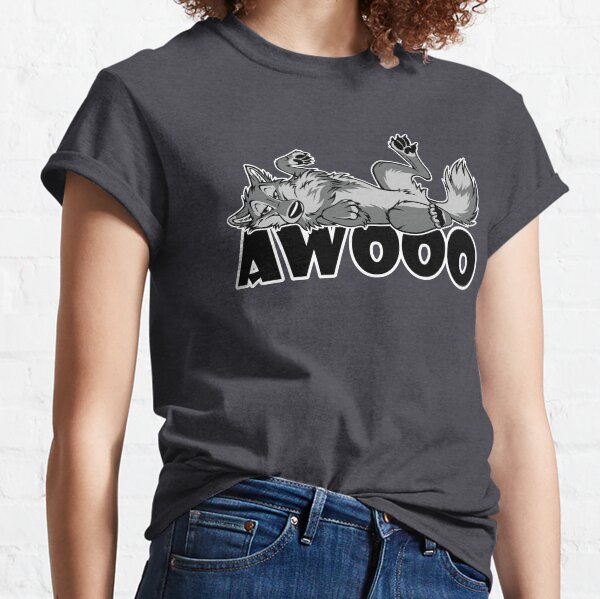 Lazy AWOO feral Wolf Classic T-Shirt