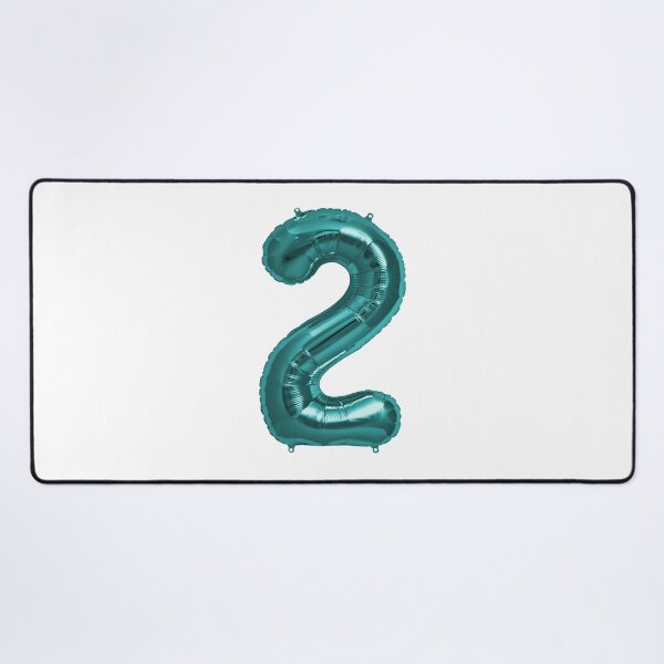 Aperçu de l'œuvre Ballon d'hélium en feuille de Mylar bleu Aqua métallique numéro 2 pour l'anniversaire d'un enfant de deux ans créée et vendue par Birthdates.