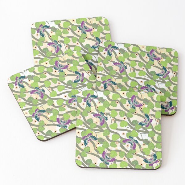 Item preview, Decorative pattern butterflies and black-eyed Suzanne nude green purple designed and sold by MelAislingArt.