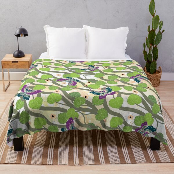 Item preview, Decorative pattern butterflies and black-eyed Suzanne nude green purple designed and sold by MelAislingArt.