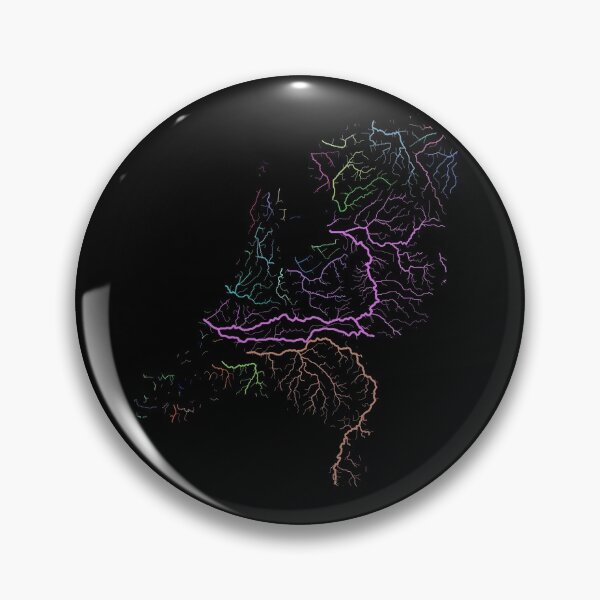 Item preview, The Netherlands River Basin Map in Rainbow Colours with Black Background designed and sold by GrasshopperGeo.