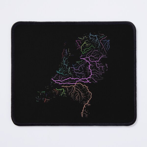 Item preview, The Netherlands River Basin Map in Rainbow Colours with Black Background designed and sold by GrasshopperGeo.