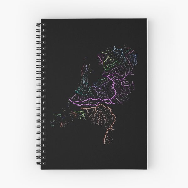Item preview, The Netherlands River Basin Map in Rainbow Colours with Black Background designed and sold by GrasshopperGeo.