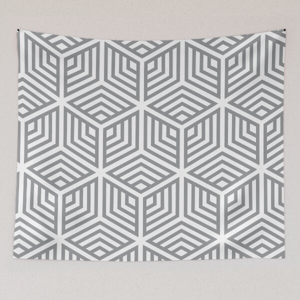 Item preview, Gray and White Ornamental Cube Geometric Pattern 2022 Trending Color - Hue - Shade - Colour Pantone Ultimate Gray 17-5104 designed and sold by ColorOfTheYears.