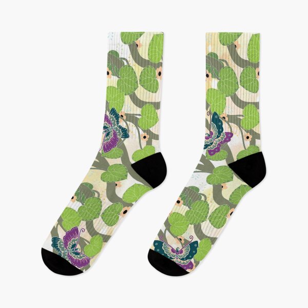 Item preview, Decorative pattern butterflies and black-eyed Suzanne nude green purple designed and sold by MelAislingArt.