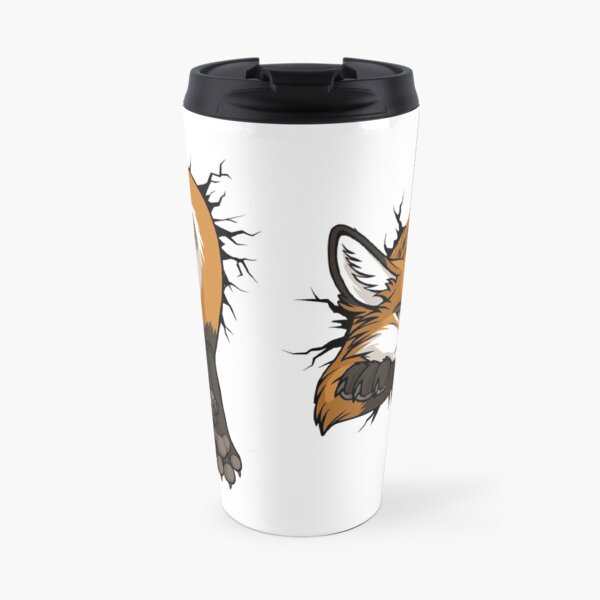 Front & Back - STUCK Red Fox (black cracks) Kaffee-Thermobecher
