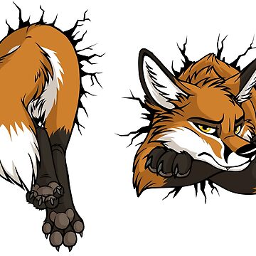 Artwork thumbnail, Front & Back - STUCK Red Fox (black cracks) by The Art of TaniDaReal