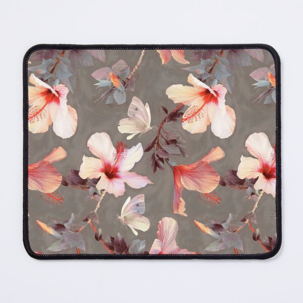 Coral Hibiscus Mouse Pad