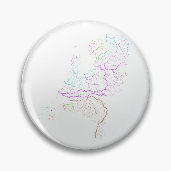 Item preview, The Netherlands River Basin Map in Rainbow Colours with White Background designed and sold by GrasshopperGeo.