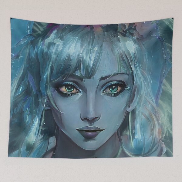 Item preview, Abstract Blue Eyed Woman Portrait designed and sold by palaco210.