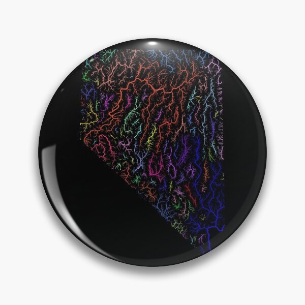 Item preview, Nevada River Basin Map in Rainbow Colours with Black Background designed and sold by GrasshopperGeo.