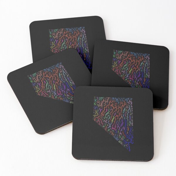 Item preview, Nevada River Basin Map in Rainbow Colours with Black Background designed and sold by GrasshopperGeo.