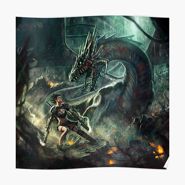 Face a Dragon by Charro Poster