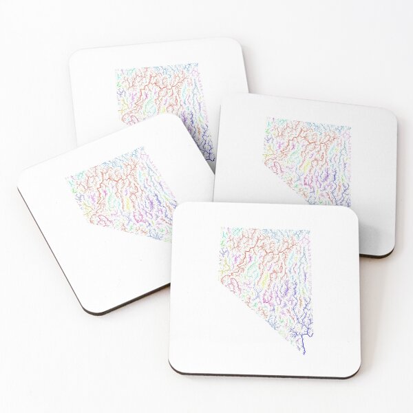 Item preview, Nevada River Basin Map in Rainbow Colours with White Background designed and sold by GrasshopperGeo.