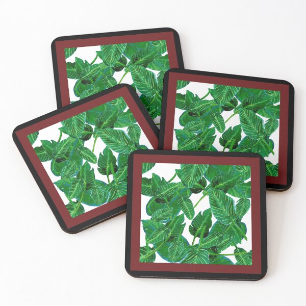 Item preview, tropical leaves framed pattern designed and sold by AnnaBaldon.