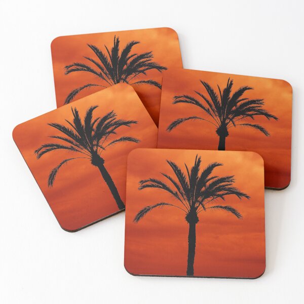 Item preview, Palm tree orange red background designed and sold by EdgyDesignForU.