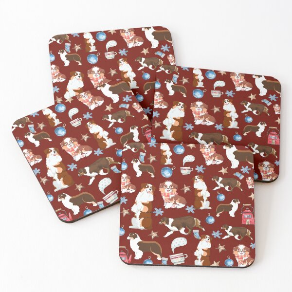 Item preview, Red tricolor australian shepherd christmas designed and sold by PawsoMania.