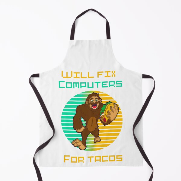 Item preview, Will fix computers for tacos retro sunset Bigfoot- funny tech support humor  designed and sold by Designs Of all kinds.