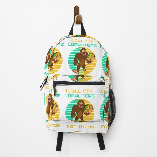 Item preview, Will fix computers for tacos retro sunset Bigfoot- funny tech support humor  designed and sold by Designs Of all kinds.