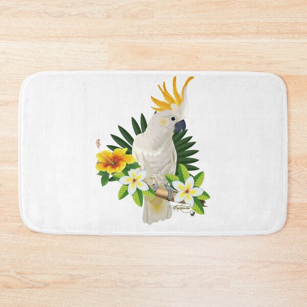 Item preview, White cockatoo illustration with exotic flowers designed and sold by Alexandra Kueny.