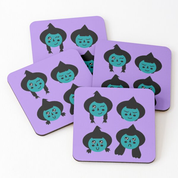 Item preview, Dark Teal & Pastel Purple Cute Witch Faces Pattern designed and sold by Jelly Turnip.