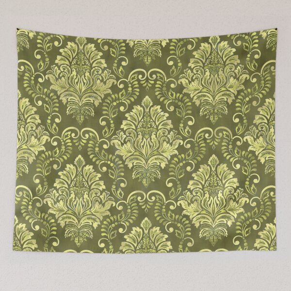 Item preview, Eclectic Boho Olive Green Damask designed and sold by Octavia Soldani.