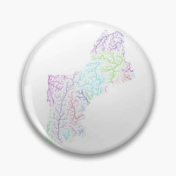 Artikelvorschau, New England River Basin Karte in Regenbogenfarben mit weißem Hintergrund entworfen und verkauft von GrasshopperGeo.