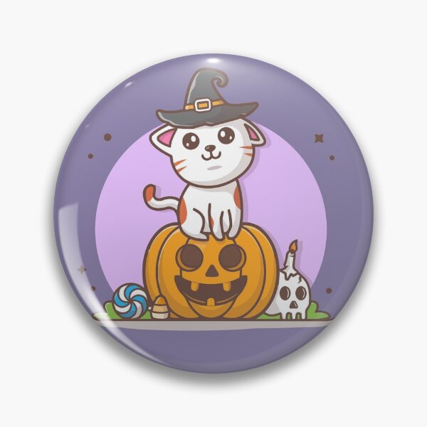 Item preview, Gato Kawaii de Halloween sentado sobre una calabaza ~ Super lindo designed and sold by GoatsheadCastle.