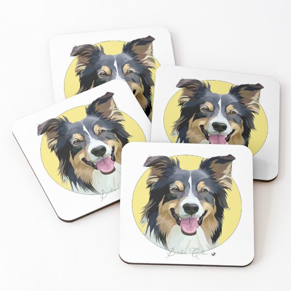 Item preview, Border collie dog illustration in a yellow circle designed and sold by Alexandra Kueny.