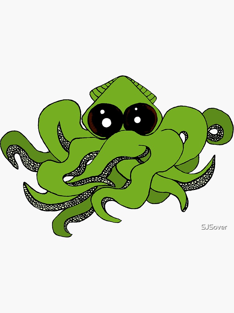 Thumbnail 3 of 3, Sticker, Baby Kraken designed and sold by SJSover.