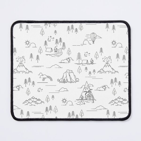 Item preview, Scandinavian Camping Hiking Outdoor Black and White Line Art designed and sold by Pink Pineapple Works.