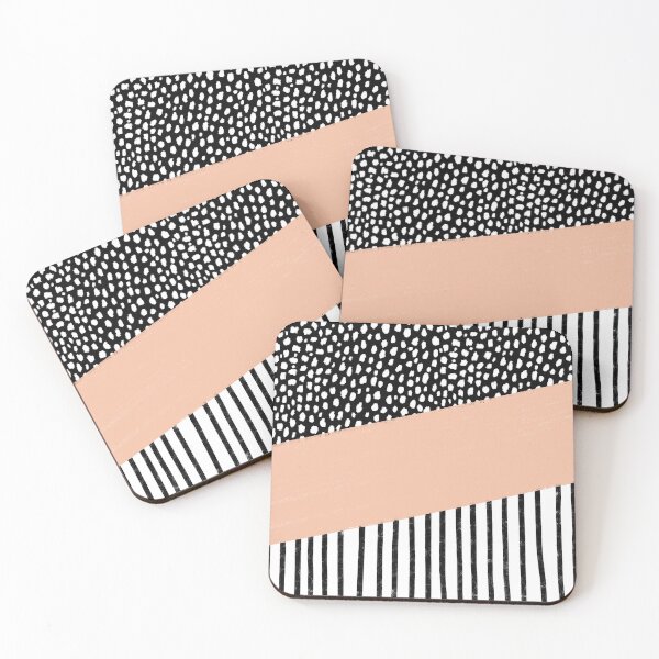Item preview, Polka Dots and Stripes Pattern (black/white/peach) designed and sold by Design Minds Boutique.