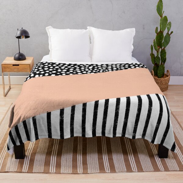 Item preview, Polka Dots and Stripes Pattern (black/white/peach) designed and sold by Design Minds Boutique.