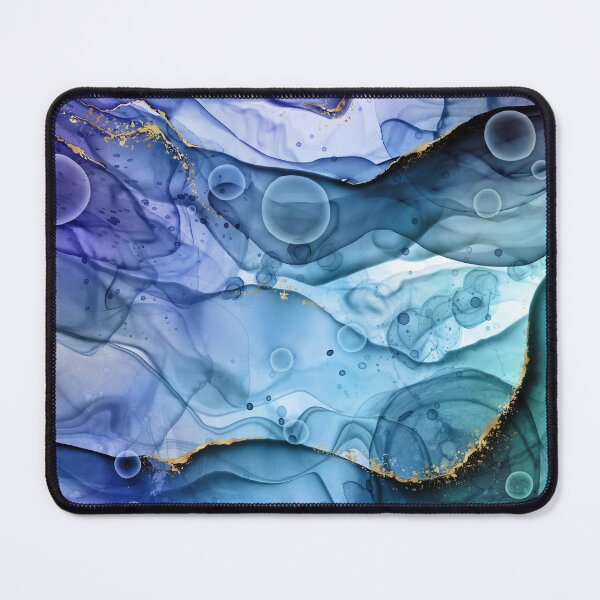 Item preview, Mermaid Ink Splashes in Blue with Gold Detail designed and sold by WisdomInspired.
