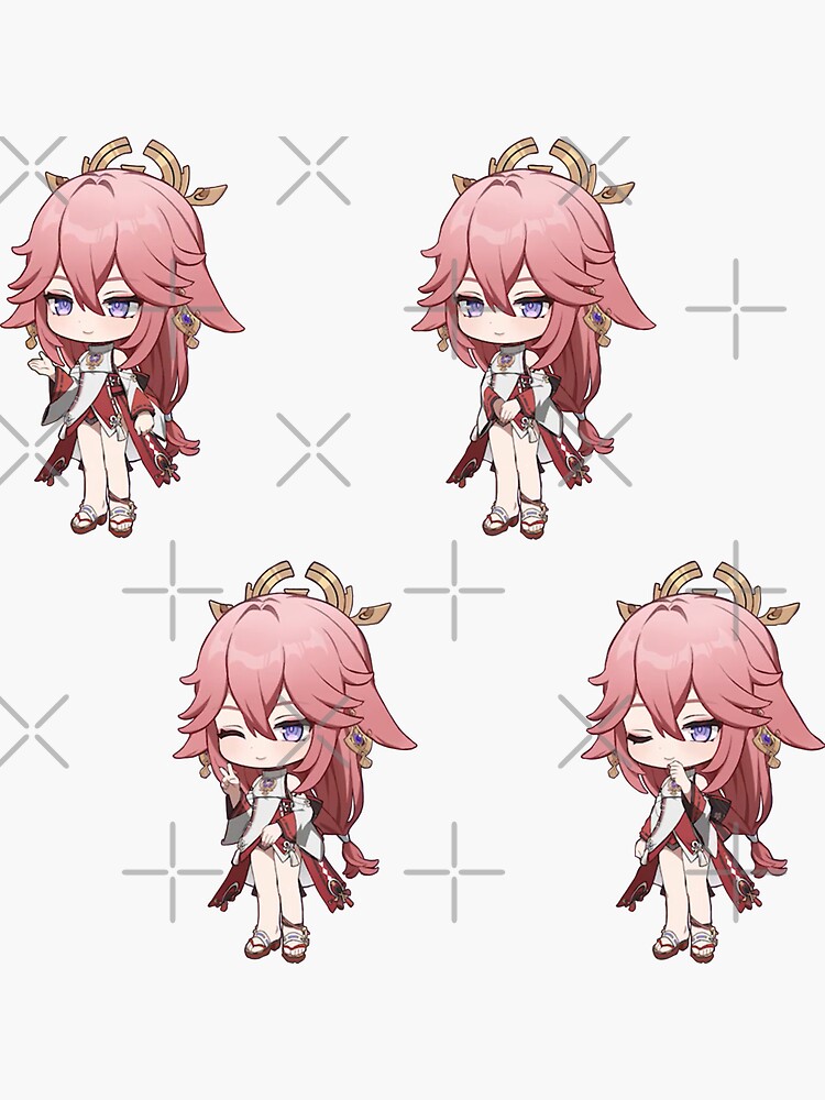 Yae Miko Guuji Yae Sakura Genshin Impact Chibi Sticker Set Sticker Von Dudu Inpajamas