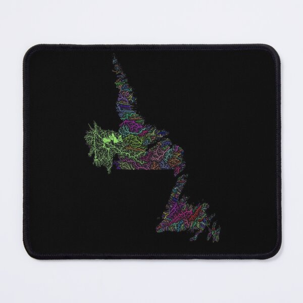 Item preview, Newfoundland and Labrador River Basin Map in Rainbow Colours with Black Background designed and sold by GrasshopperGeo.