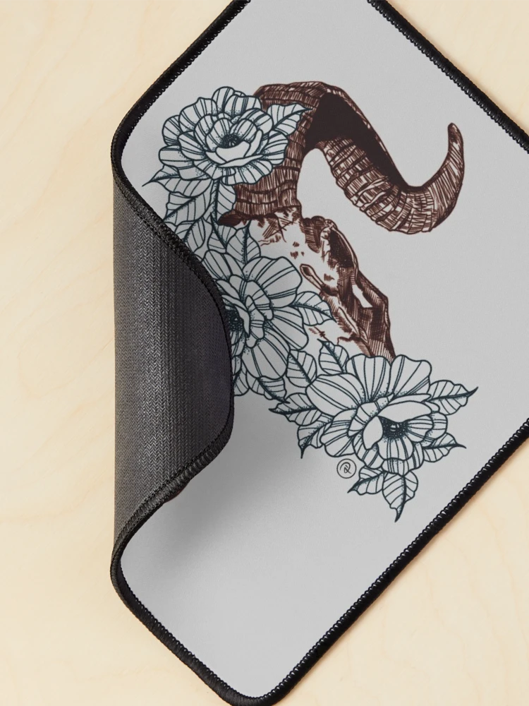 Thumbnail 2 of 5, Mouse Pad, RAM + ROSES designed and sold by Presh Thayer Designs.