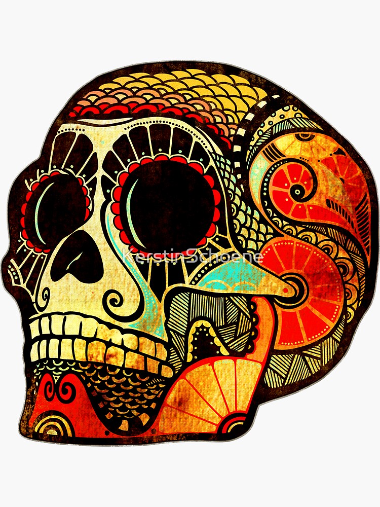 Grunge Skull (Sticker-mirrored) von KerstinSchoene