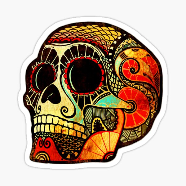 Grunge Skull (Sticker-mirrored) Sticker