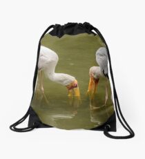 Yellow Billed Storks Drawstring Bag