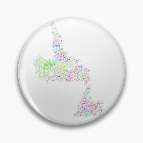 Item preview, Newfoundland and Labrador River Basin Map in Rainbow Colours with White Background designed and sold by GrasshopperGeo.