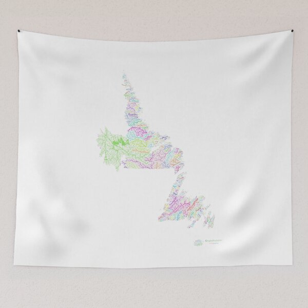Item preview, Newfoundland and Labrador River Basin Map in Rainbow Colours with White Background designed and sold by GrasshopperGeo.