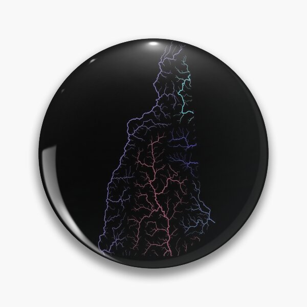 Item preview, New Hampshire River Basin Map in Rainbow Colours with Black Background designed and sold by GrasshopperGeo.