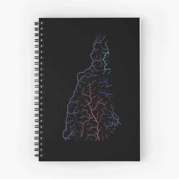 Item preview, New Hampshire River Basin Map in Rainbow Colours with Black Background designed and sold by GrasshopperGeo.
