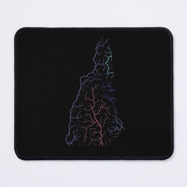 Item preview, New Hampshire River Basin Map in Rainbow Colours with Black Background designed and sold by GrasshopperGeo.