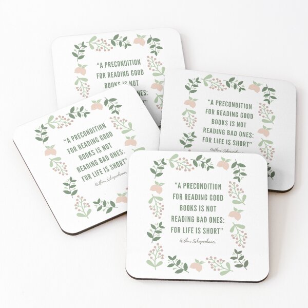 Item preview, Schopenhauer good books quote with floral design designed and sold by SaraTug.