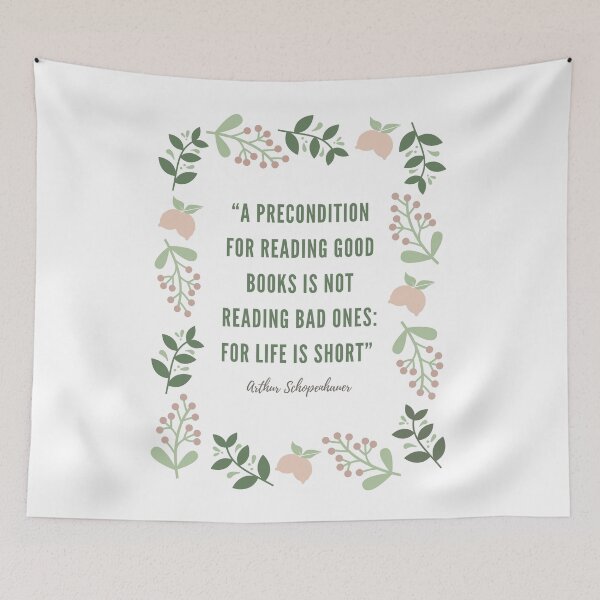 Item preview, Schopenhauer good books quote with floral design designed and sold by SaraTug.